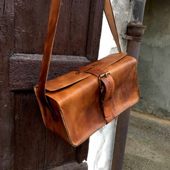Borsa in cuoio pesante, fibbie in ottone, borsa porta attrezzi, borsa da usare tutti i giorni