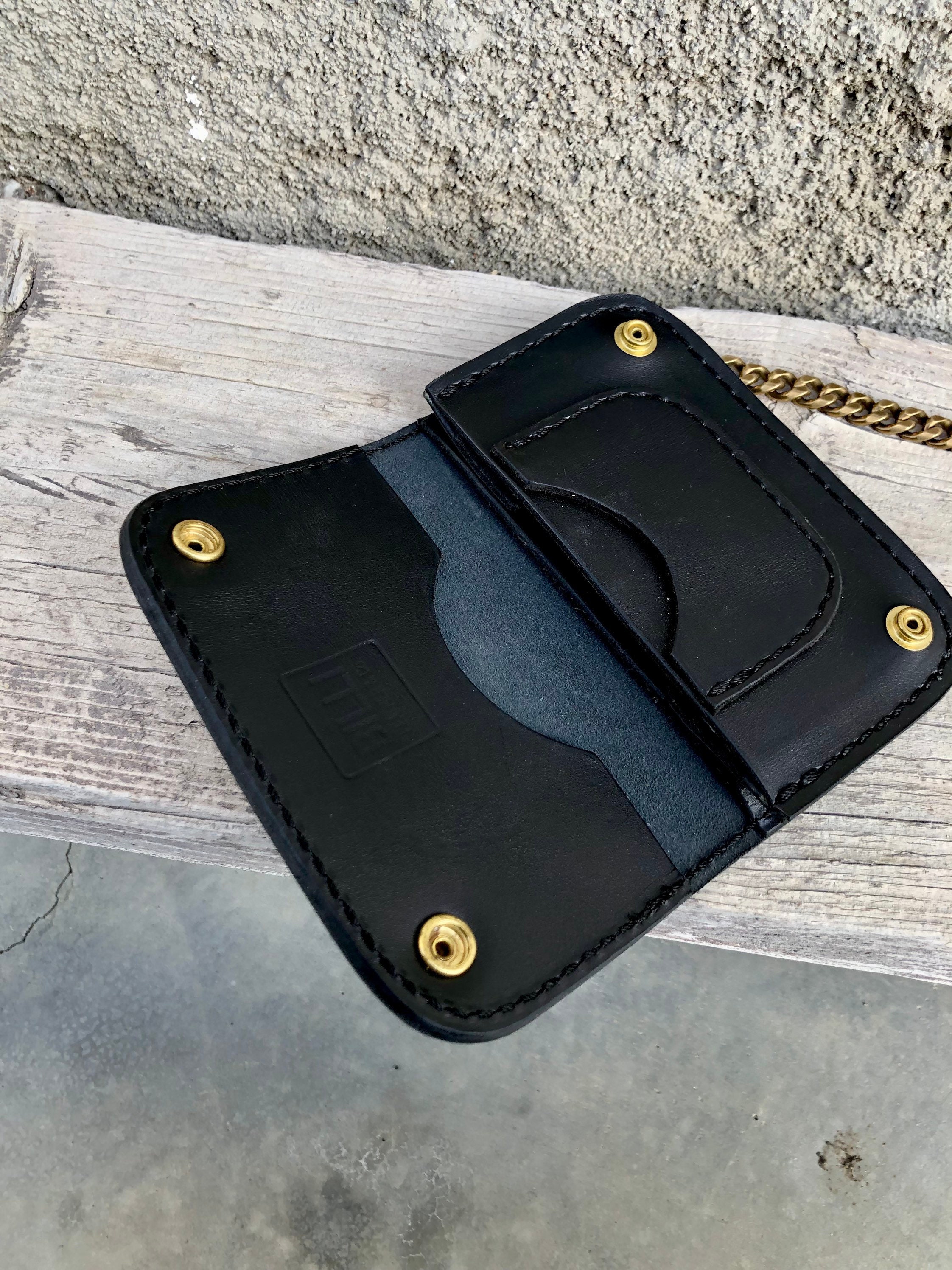 Snap Button Wallet, Biker, Caferacer, Black Color Men's Wallet With ...