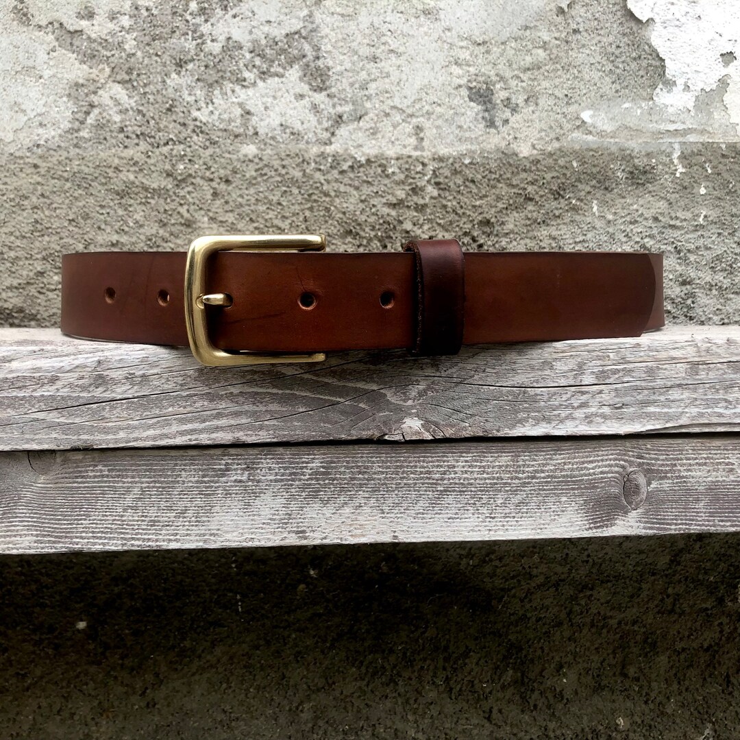 Heavy Full Grain Leather Belt, Made in Italy, Brass Buckle, Custom Made