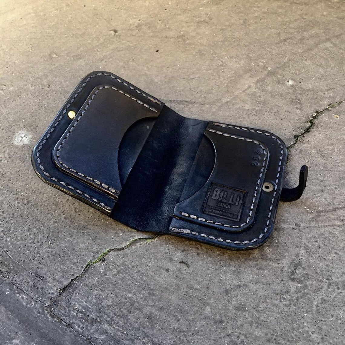 Leather biker wallet Etsy