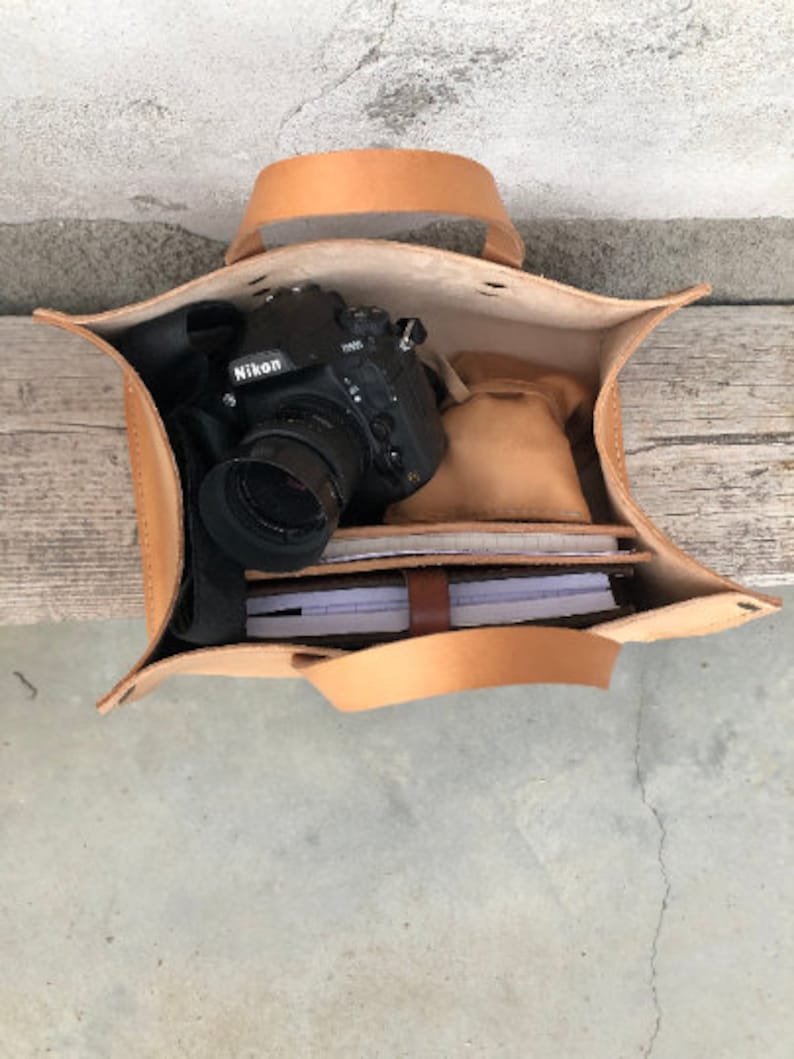 Tool Bag in Natural Leather With Brass Rivets Etsy