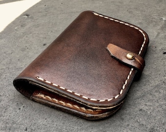 Cartera de cuero pesado para hombre, motociclista, jeans, con botón de latón