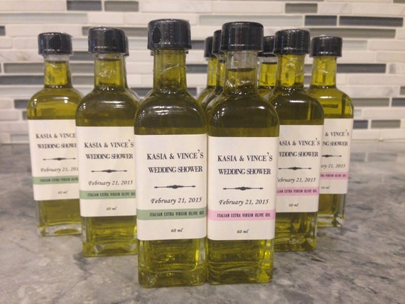Custom printed Olive Oil and Balsamic Vinegar Wedding Favors