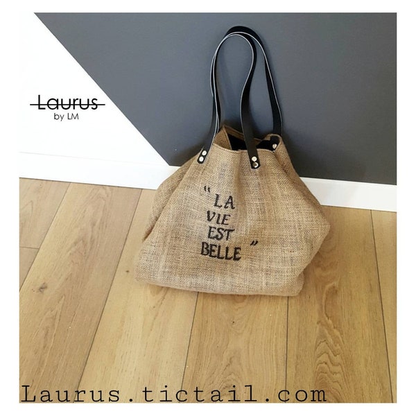 GRAND Cabas toile de jute personnalisable