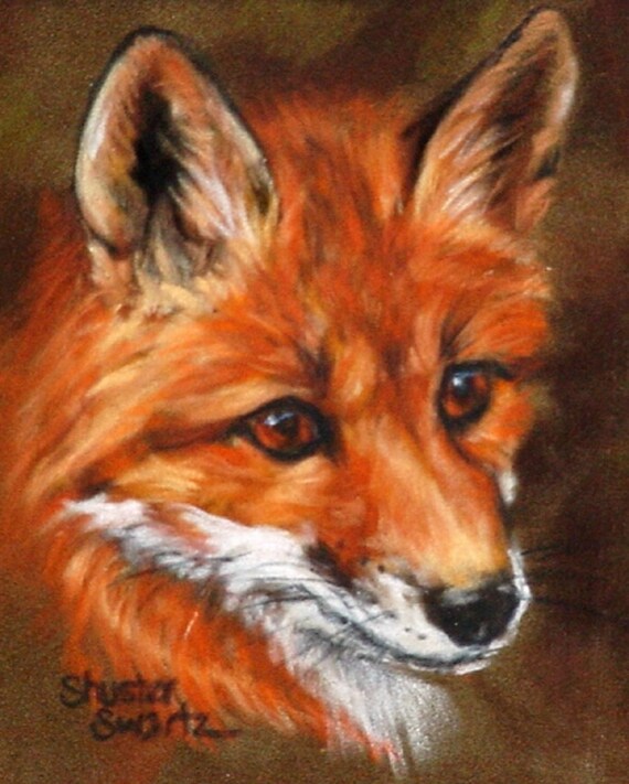 Fox Face Signed Print From Original Pastel Matted 8x10 Etsy
