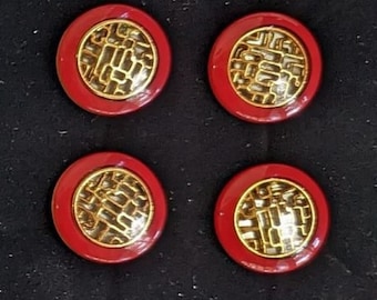 MAGNETIC NUMBER Pins Gold & Red set of 4 "HAIKU"  by Ornaments