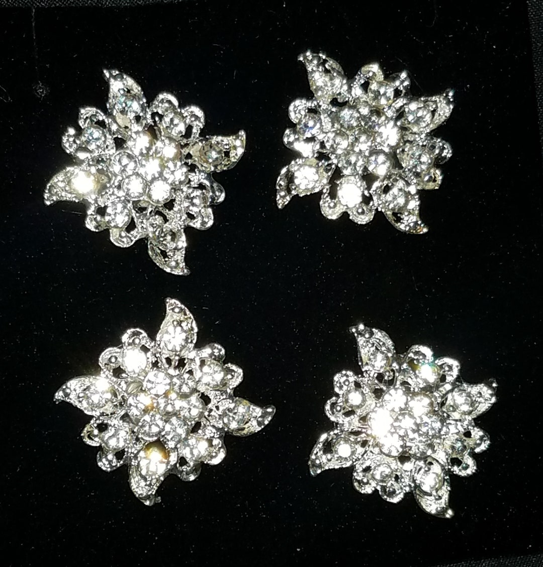 Number Pins DIAMOND Rhinestone Silver Set of 4 Etsy