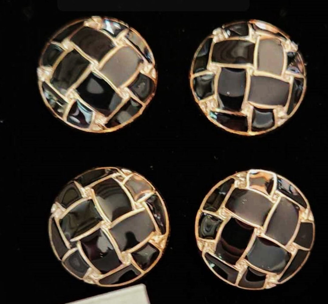 NUMBER Pins Set of 4 Black Gold Crystal Etsy