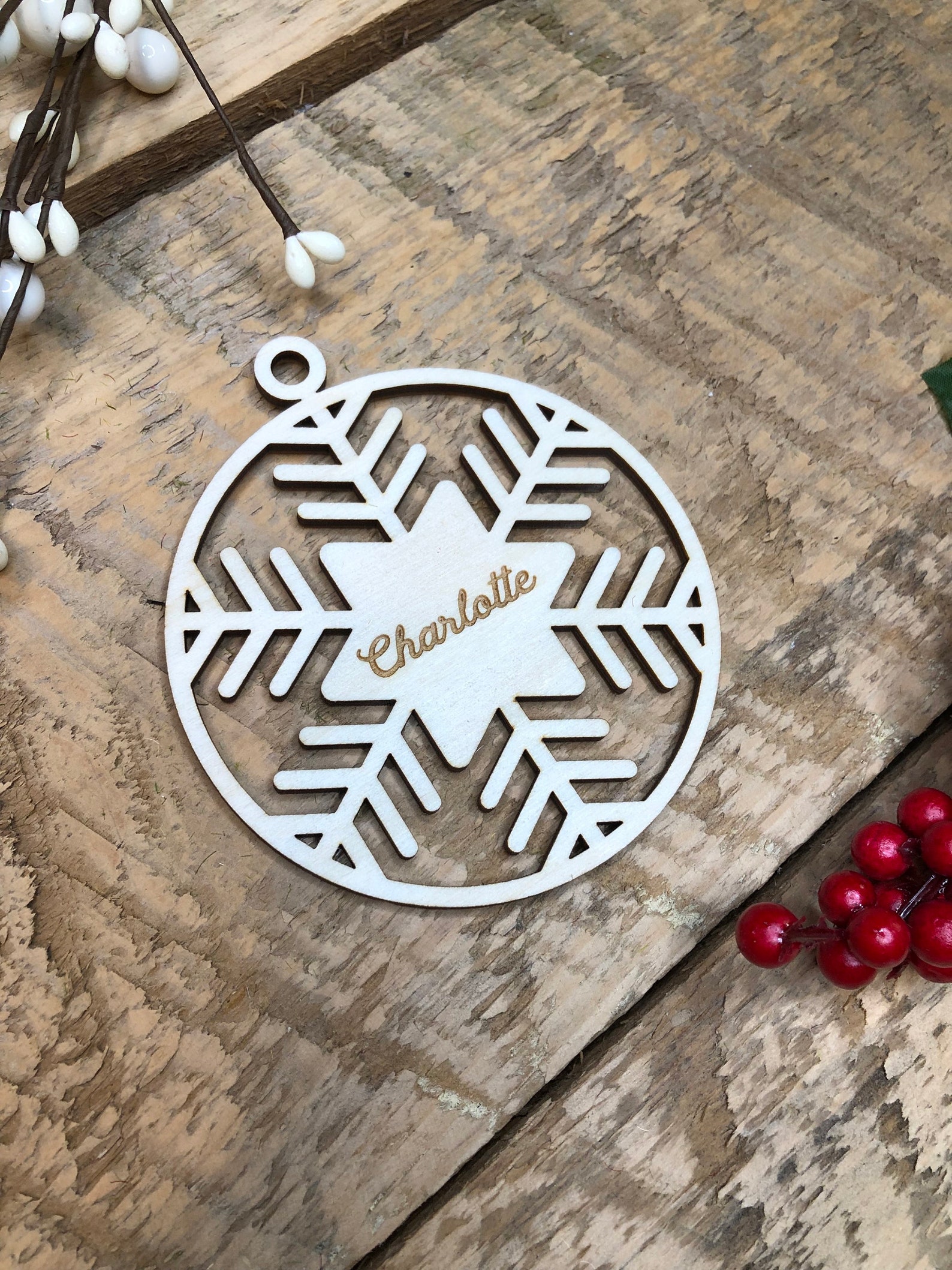 Personalized Christmas ornament Laser Engraved Wood Ornament Etsy