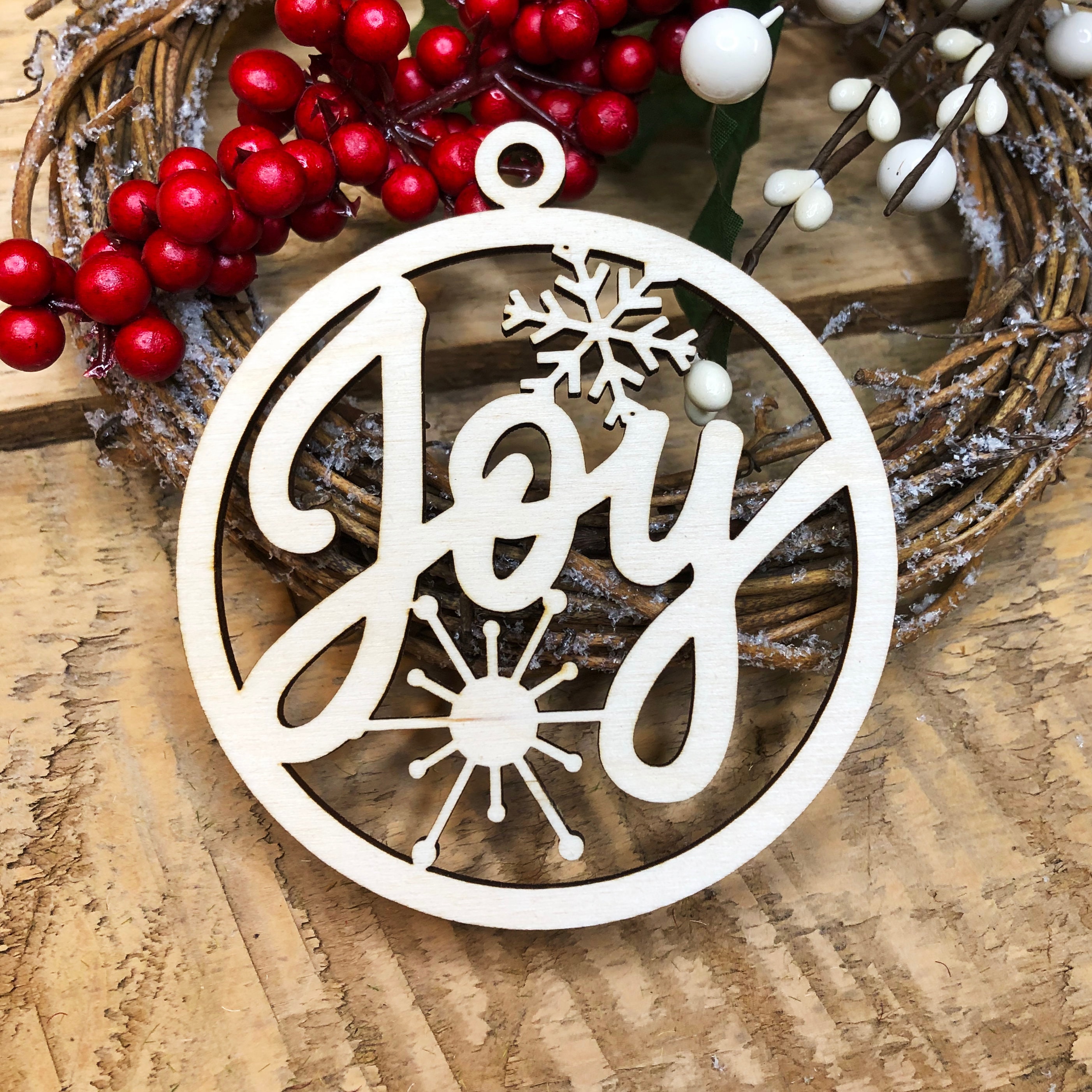 Merry Christmas ornament Laser Engraved Wood Ornament Etsy