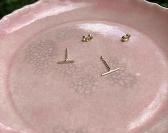 The tiniest studs- minimalist earrings - 14kt solid gold- by STICKTAILS