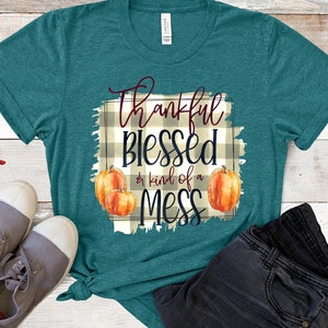 Thankful, Blessed, and Kind of a Mess Unisex, Triblend Tee, Fall, Autumn, Thanksgiving Shirt