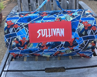 1.5 or 2 inch foam Personalized day care/ kindergarten nap mat spiderman with single layer fleece blanket