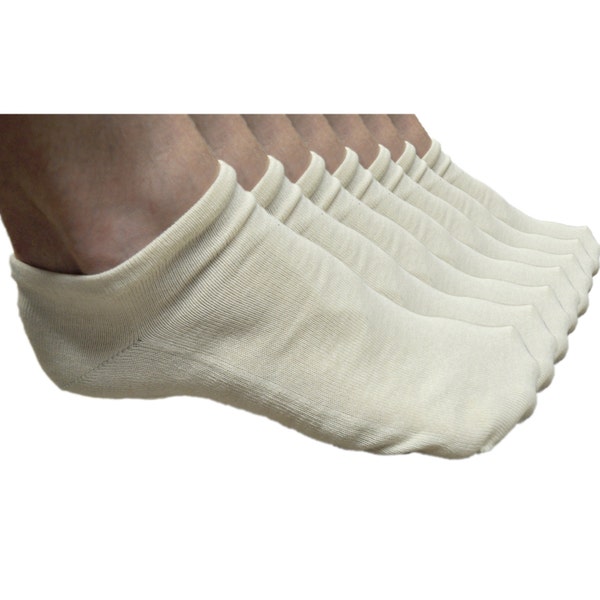 7 pares de calcetines tobilleros, 100% algodón orgánico, sin látex, color natural, hechos en EE. UU.
