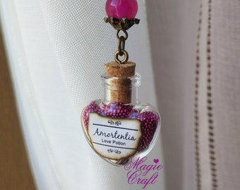 Heart Shaped Crystal Bottle Love Potion Necklace