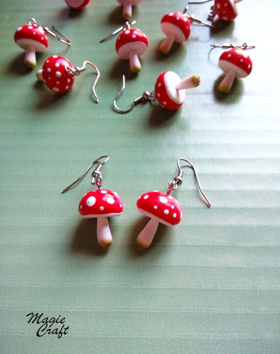Mushroom Earrings Handmade in Polymer Clay Etsy Australia