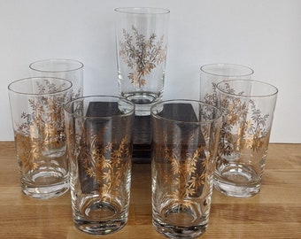 Golden bamboo in delicate sprays adorn these seven, 10 ounce glasses, very sophisticated and calming...zen.