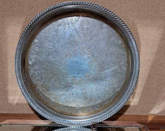 English William Rodgers silver on copper galleried drinks tray. Cool cowboy look--the tooling is reminiscent of saddle & belt leatherwork.