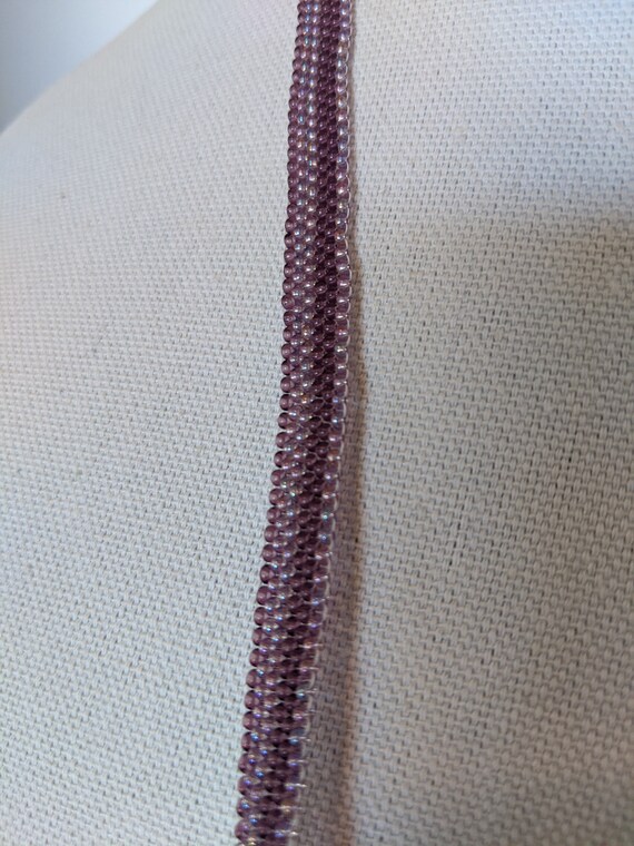 Stripes of lavender and opalescent beads remind me