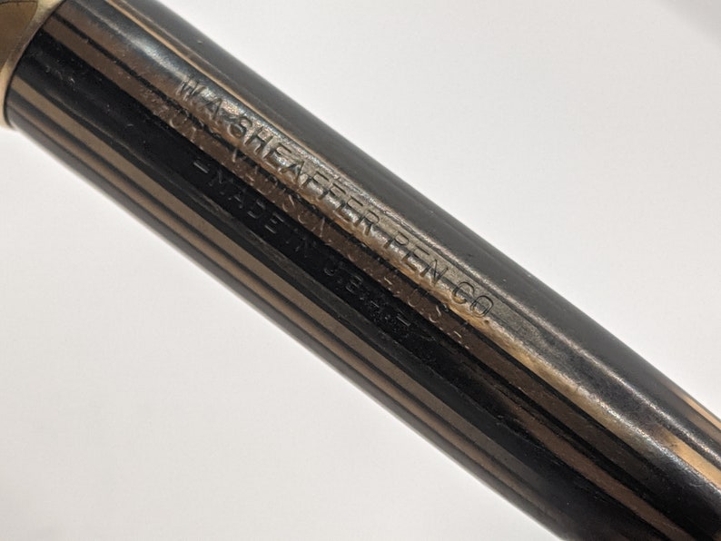 beautiful pen referred to as the Peacemaker in planked and opalecent shades of brown and amber. 1935 Sheaffer 1000 Fountain Pen