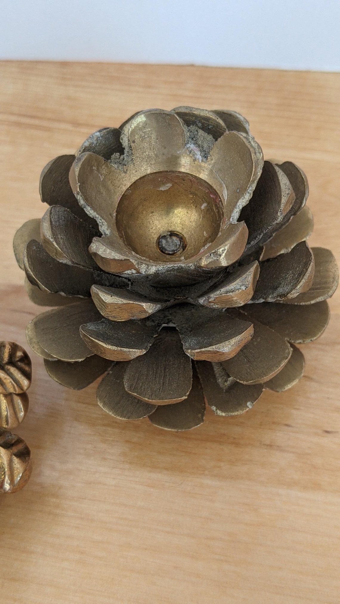 Great brass pine cone candle holdersso simple textural and Etsy