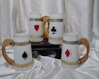 Siesta Ware mugs or steins feature card suits for your next card party! 1970s coolness...