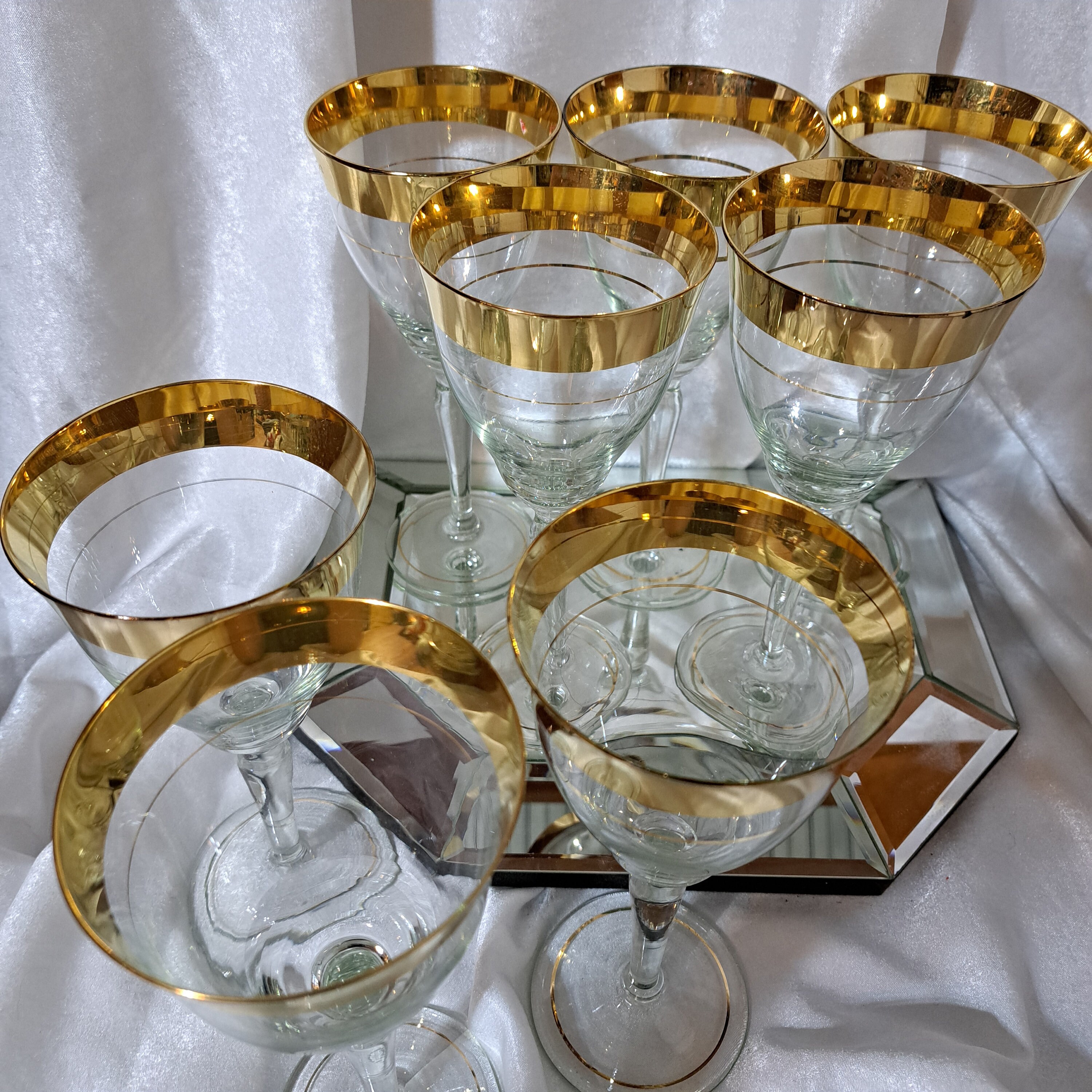 Two Sets of Four Goblets (each Set Sold Separately) Very