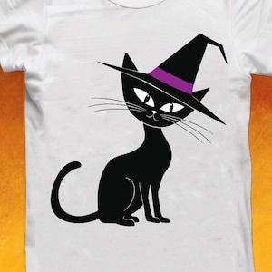 Atomic Cat Witch svg, png, jpg for trick or treat bag, sublimation,Retro Halloween, Mid-Century Modern Black Cat, Vintage 1950s Atomic Kitty