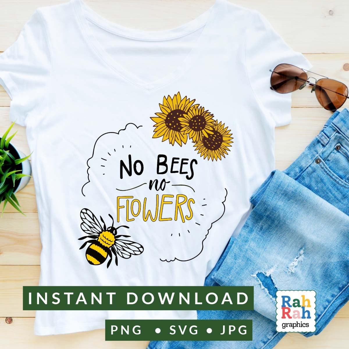 No Bees No Flowers sunflower SVG, Save the bees PNG, instant download, bumble bee, bee shirt, bee lover gift , sublimation, summer svg