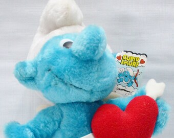 Cupid Smurf Plush Toy - Smurfs - Original Tag - Smurf Toy - Stuffed Smurf - 1982