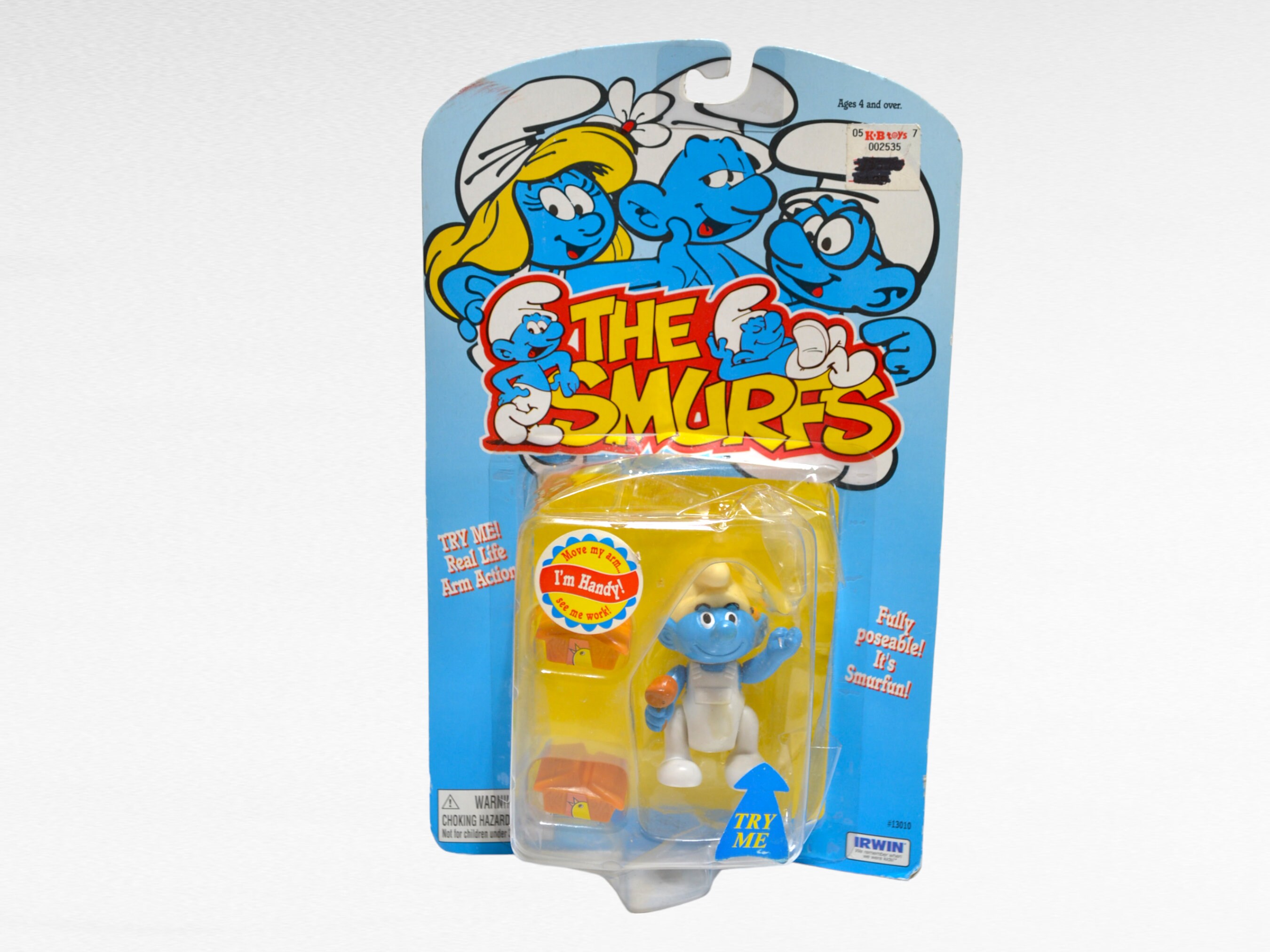 Vintage 1990s Handy Smurf Poseable Figure Toy New in Package