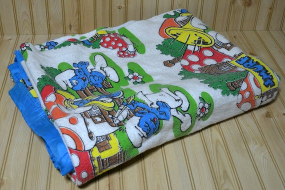 Vintage Smurf Blanket Polyester/acrylic Twin Bedding 1980s Rare - Etsy