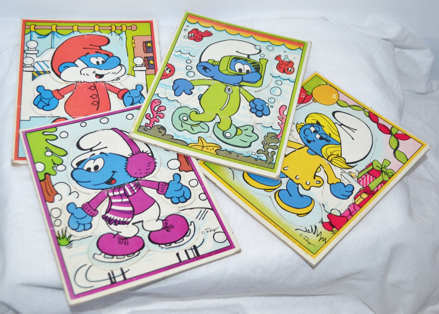 Vintage Smurf Puzzles - Set of 4 - Papa Smurf - Smurfette - Smurfs