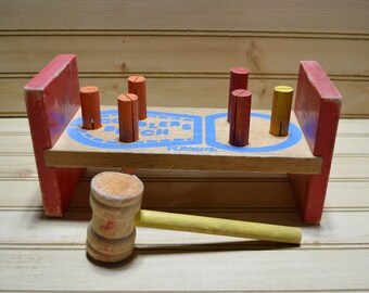 Vintage Playskool Wooden Cobblers Bench Toy Complete 1960s Collectible