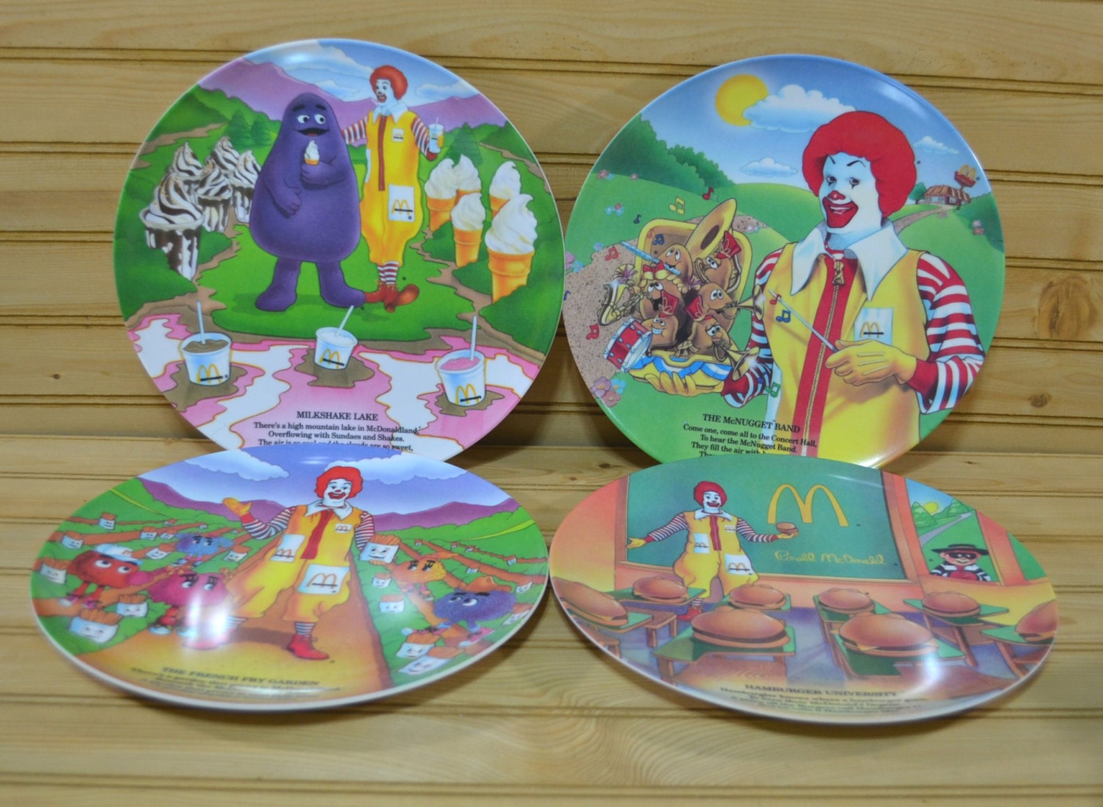 Vintage McDonalds Plates 1980s Collectible Fast Food Kids Meal Etsy