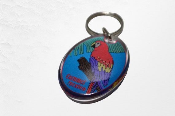 Vintage Cozumel Mexico Souvenir Parrot Keychain 1… - image 1