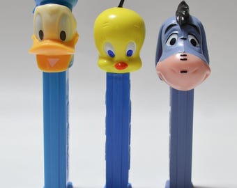 Vintage Pez Dispensers Tweety Eeyore Donald Duck Set of 3 Collectible Toy Candy