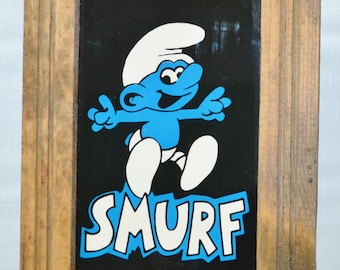 Vintage 1980s Smurf Picture - Mirror Art - Etsy