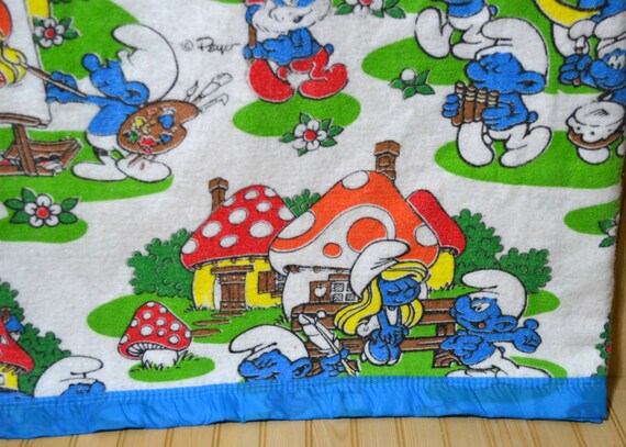 Vintage Smurf Blanket Polyester/acrylic Twin Bedding 1980s Rare - Etsy