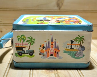 Vintage Walt Disney World Metal Lunch Box Aladdin 1970s Mickey