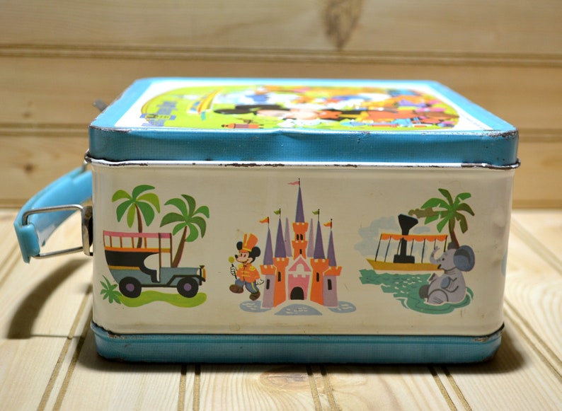 Vintage Walt Disney World Metal Lunch Box Aladdin 1970s Mickey Mouse