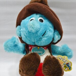 Cowboy Smurf Plush Toy - Stuffed Toy - Smurf Character Collection - Original Tag - 1983 - Smurf Toy