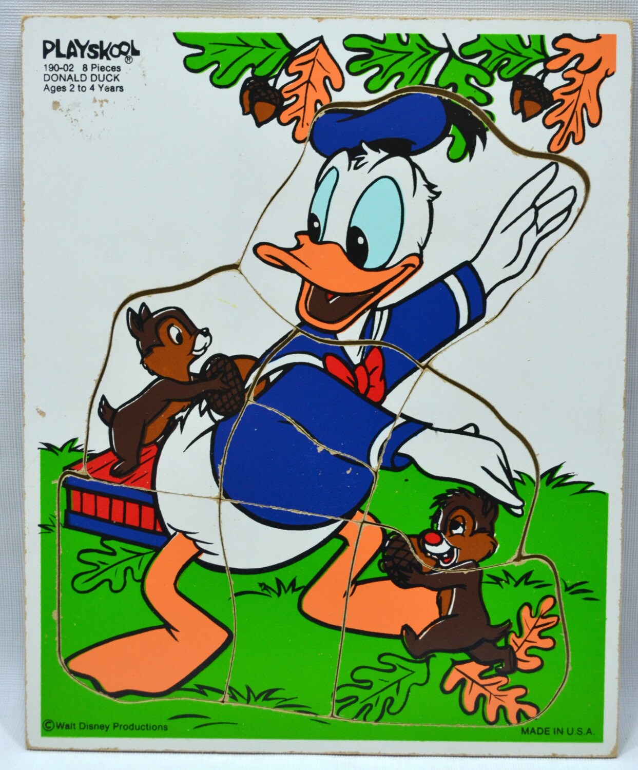 Vintage Donald Duck Playskool Wooden Puzzle Walt Disney Etsy