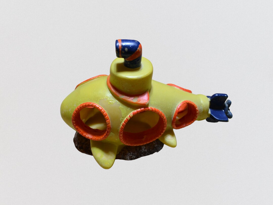 Vintage Aquarium Mini Yellow Submarine Fish Tank Resin Sub Decor Etsy
