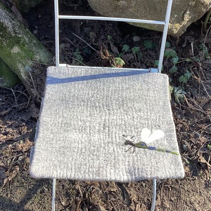 Gamsjaga felt seat cushion square with small dragonfly