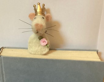 Gamsjaga Filz Lesezeichen Maus mit Krone