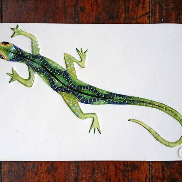 Painted Lizard handmade ceramic art tile trivet