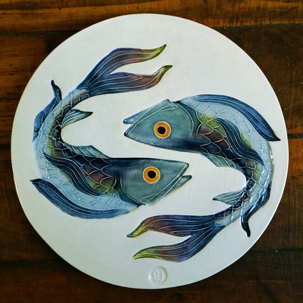yin yang fish handmade ceramic tile trivet