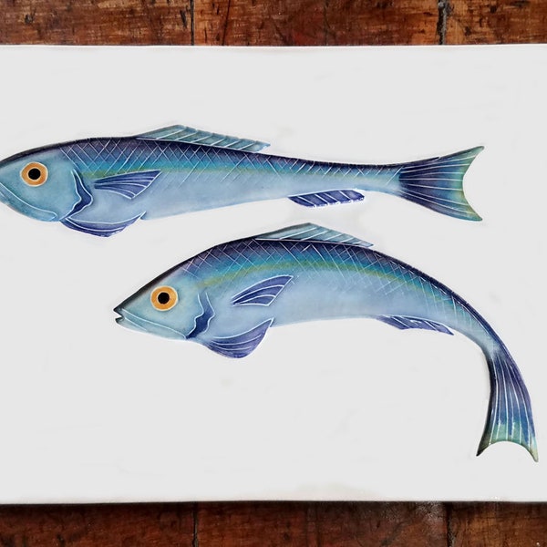 Herring Fish HandmadeCeramic Art Tile Trivet
