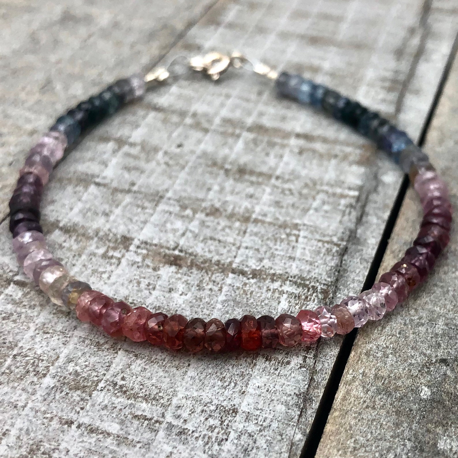 Rainbow Spinel Bracelet with sterling silver clasp and | Etsy